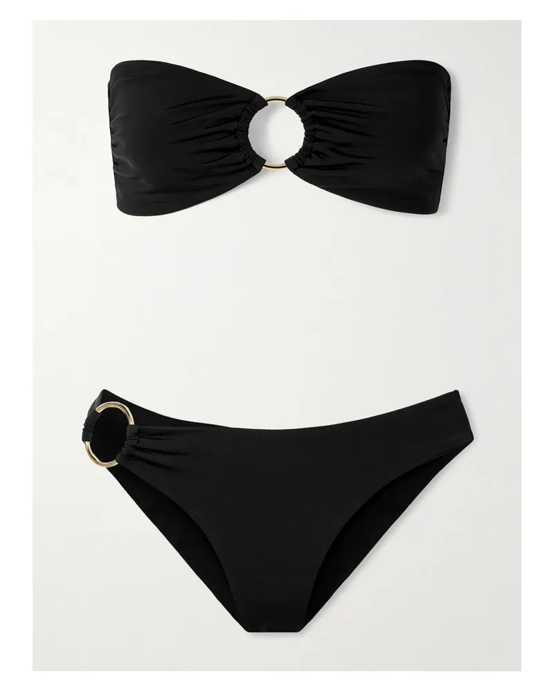Sara Cristina Bandeau-bikini Mit Verzierungen - Schwarz Schwarz
