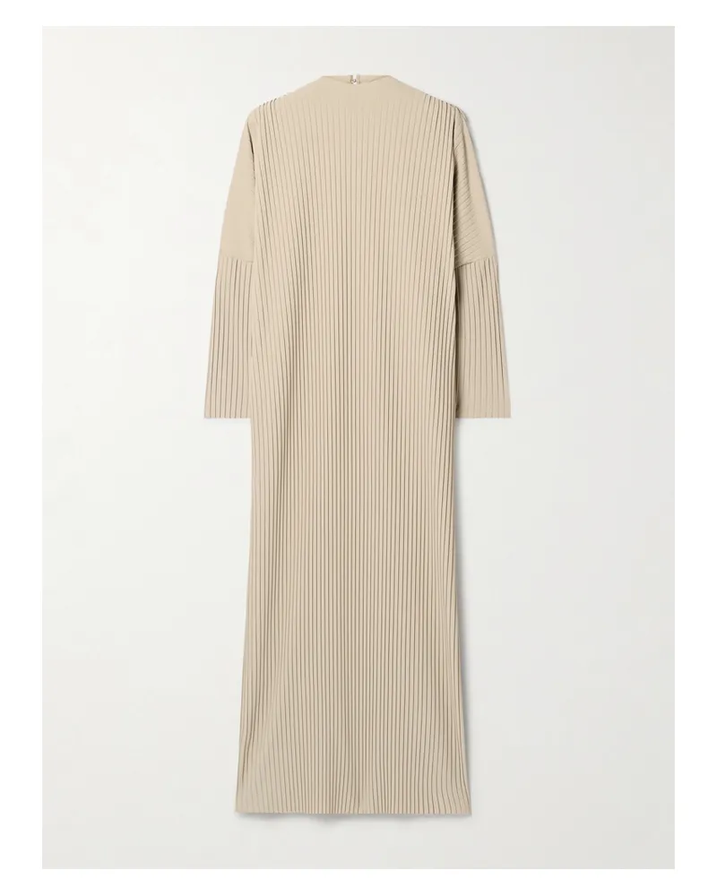 Max Mara Leisure Faraone Midikleid Aus Plissiertem Crêpe - Neutral Neutral