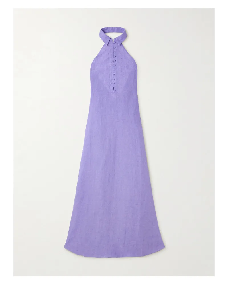 Taller Marmo Barbara Rückenfreie Robe Aus Leinen - Lila Lila
