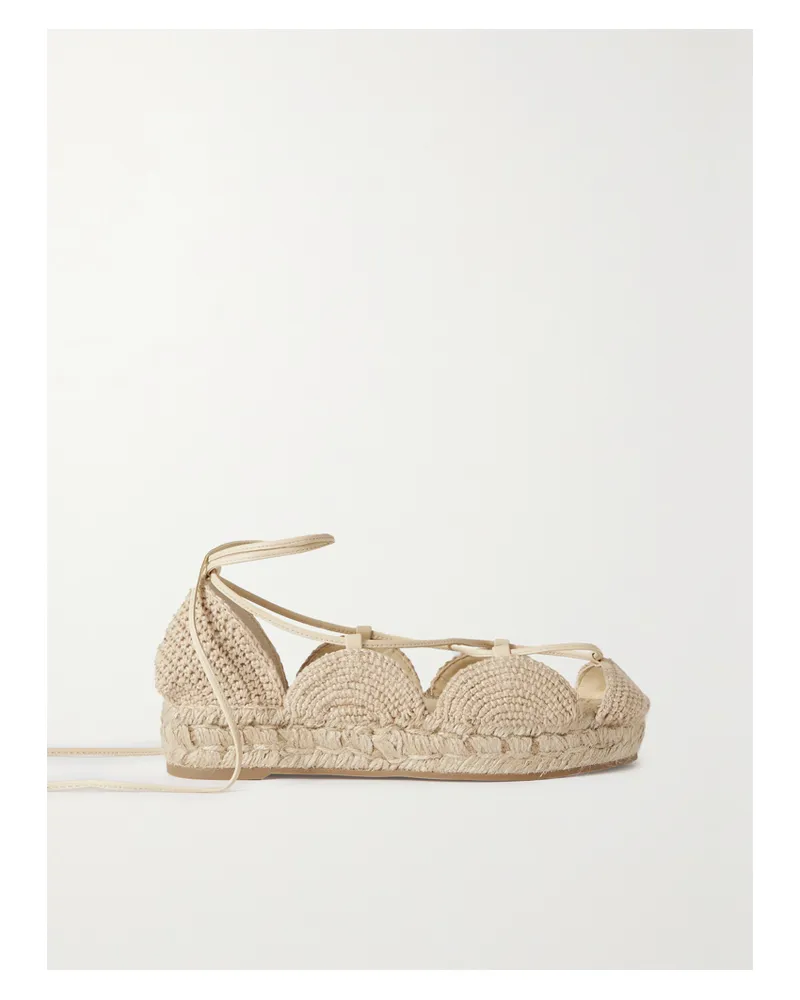 Loewe Paula‘s Ibiza Solar Espadrille-sandalen Aus Geflochtener Jute Mit Lederbesätzen - Neutral Neutral