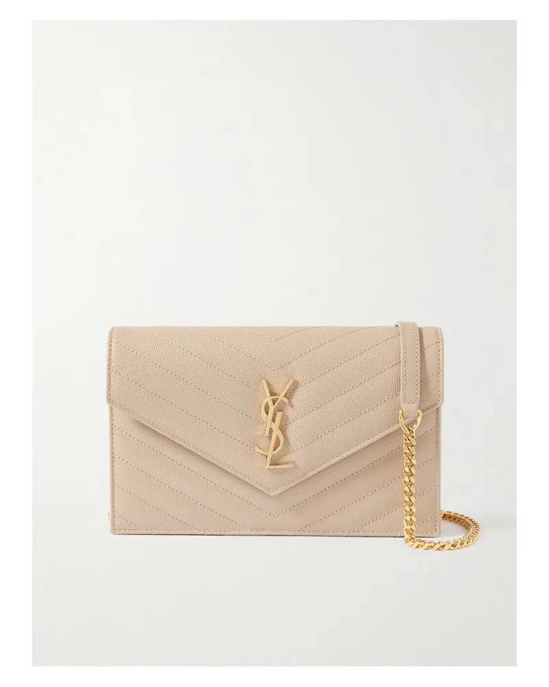 Saint Laurent Cassandre Quilted Full-grain Leather Shoulder Bag - Neutrals Neutrals