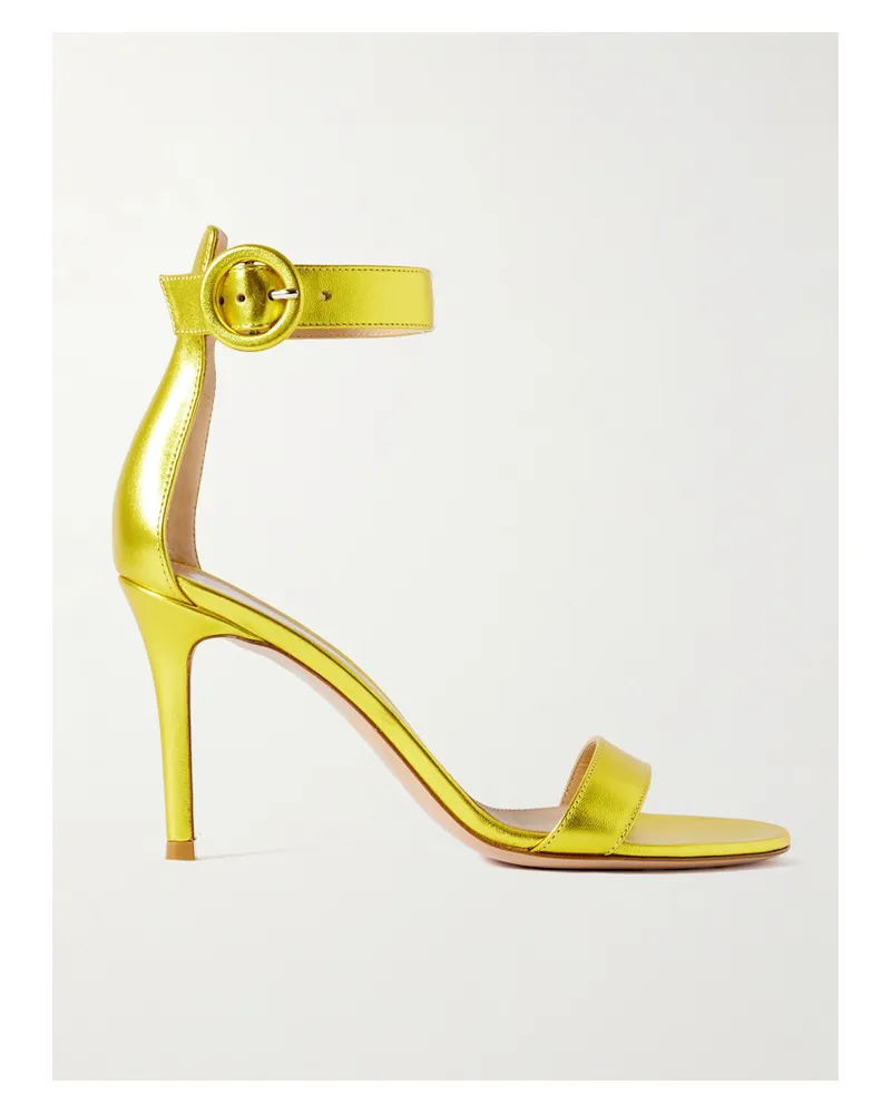 Gianvito Rossi Portofino 85 Sandalen Aus Metallic-leder - Gelb Gelb