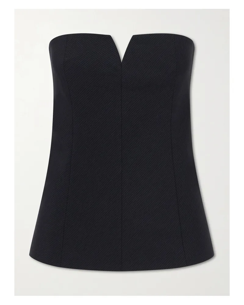 St. Agni Strapless Pinstriped Woven Top - Black Black