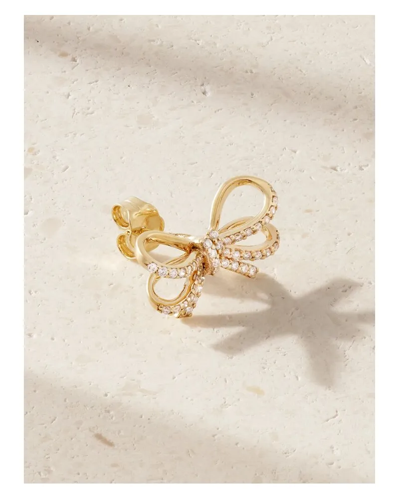 Sydney Evan Double Bow Einzelner Ohrring Aus 14 Karat Gold Mit Diamanten Gold