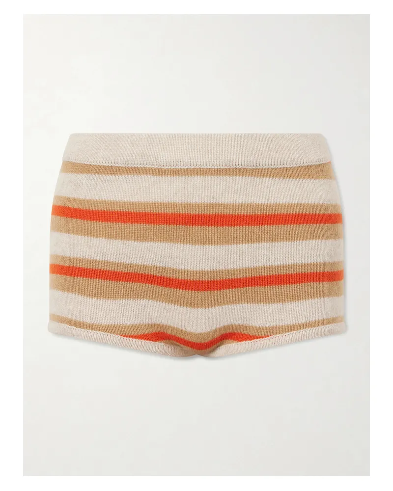 The Elder Statesman Hallie Shorts Aus Kaschmir Mit Streifen - Orange Orange