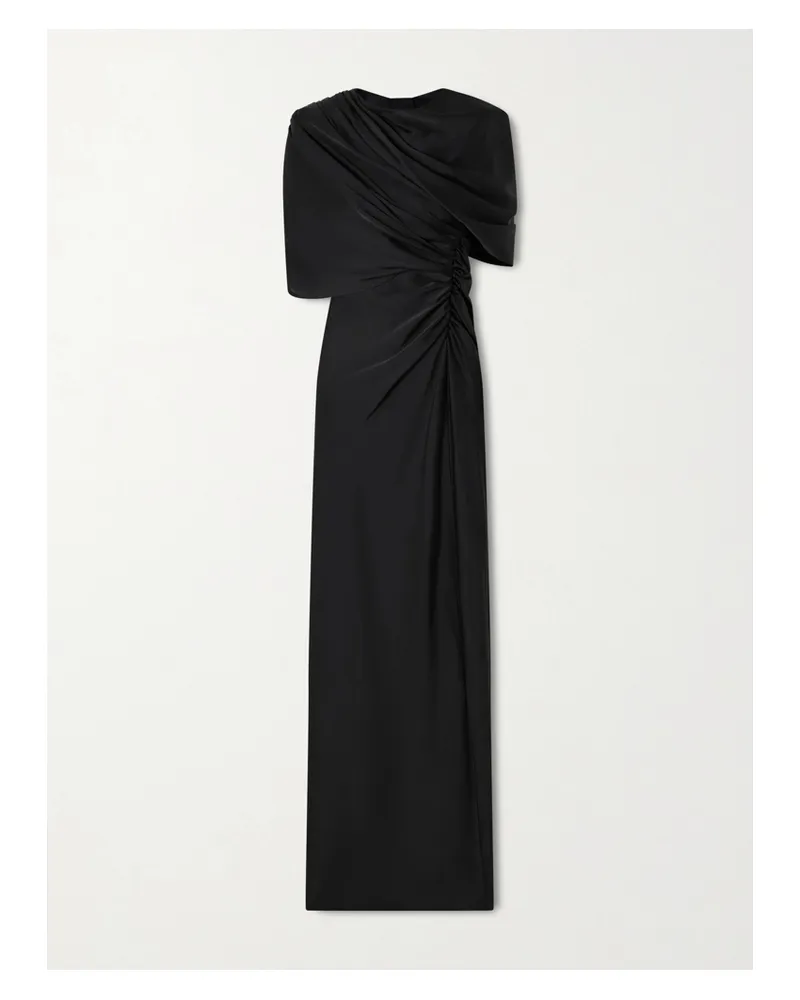 Stella McCartney Open-back Cape-effect Draped Satin Gown - Black Black