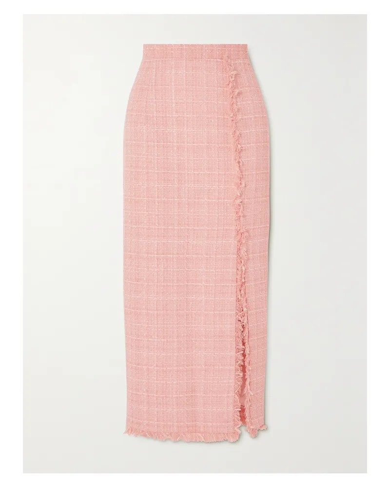 Huishan Zhang Gia Midirock Aus Metallic-tweed Mit Fransen - Pink Pink