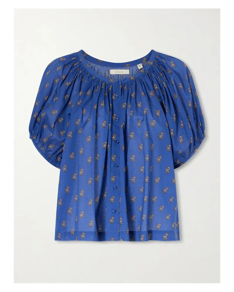 DÔEN June Floral-printed Cotton Top - Blue Blue