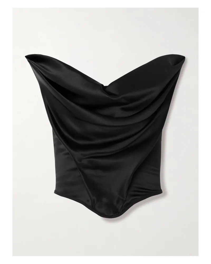Magda Butrym Bustier Aus Seidensatin Mit Stretch-anteil - Schwarz Schwarz