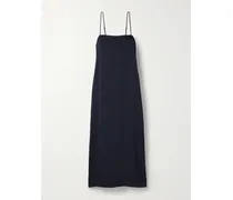 Midikleid Aus Glänzendem Twill - Blau
