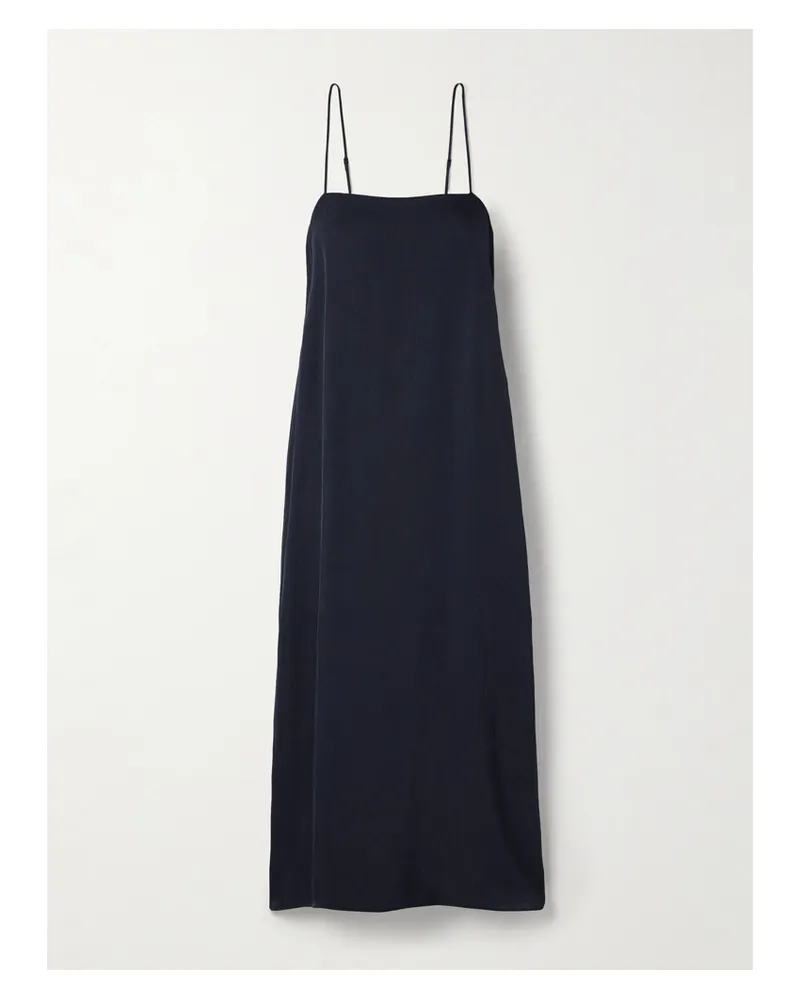 tibi Midikleid Aus Glänzendem Twill - Blau Blau
