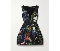 Bedrucktes Minikleid Aus Faille - Schwarz