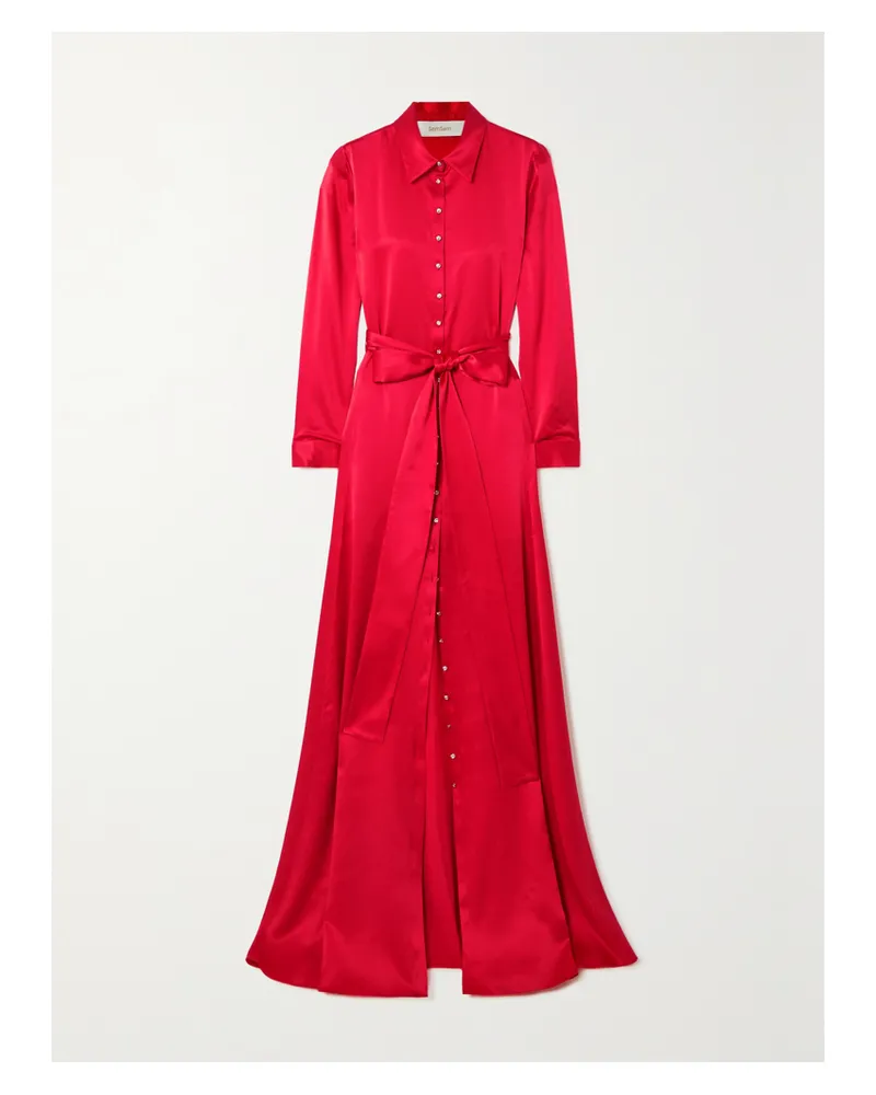 SEMSEM Net Sustain Maxi-hemdblusenkleid Aus Seide Mit Zierknöpfen - Rot Rot