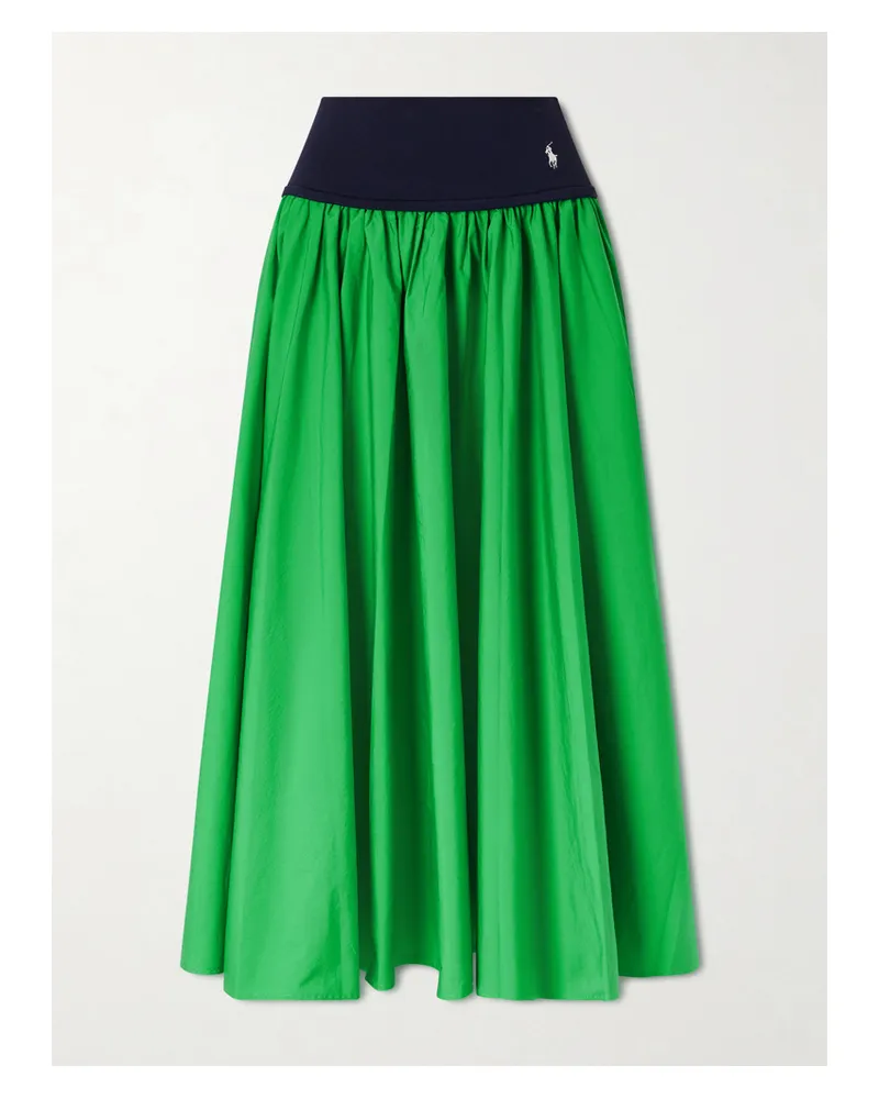 Ralph Lauren Ribbed Cotton-poplin Maxi Skirt - Green Green