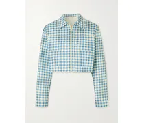 Agnis Verkürzte Jeansjacke Mit Gingham-karo - Blau