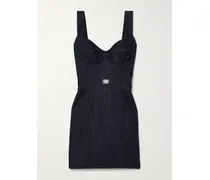 Mini-jeanskleid Mit Tüllbesätzen - Blau