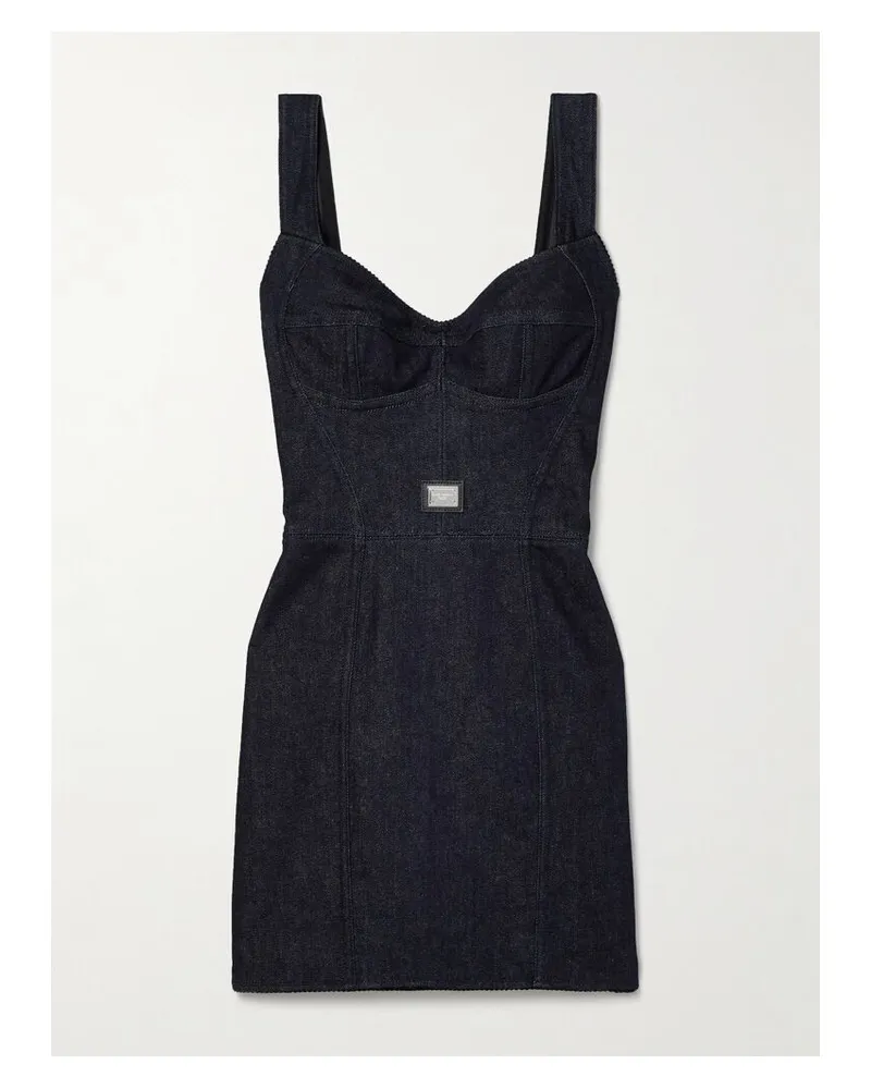 Dolce & Gabbana Mini-jeanskleid Mit Tüllbesätzen - Blau Blau