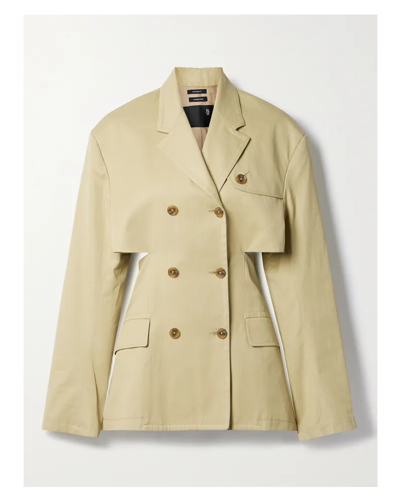 R13 Doppelreihiger Mantel Aus Baumwollgabardine Mit Cut-out - Braun Braun