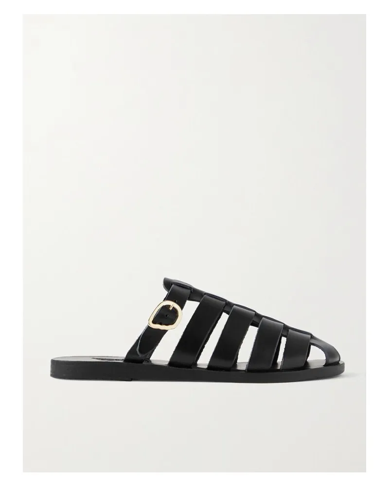 Ancient Greek Sandals Cosmia Slippers Aus Leder - Schwarz Schwarz