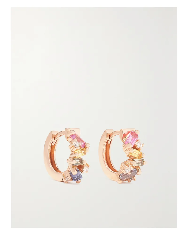 Suzanne Kalan Creolen Aus 18 Karat Roségold Mit Saphiren Und Diamanten Gold