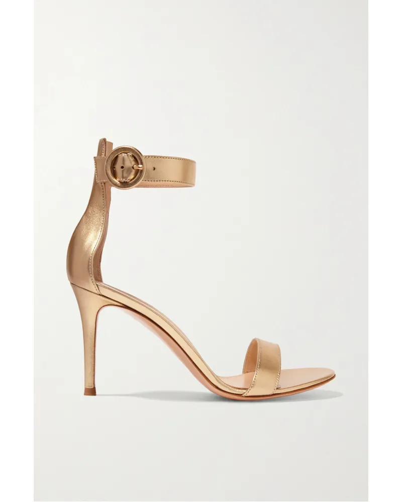 Gianvito Rossi Portofino 85 Sandalen aus Metallic-leder Gold