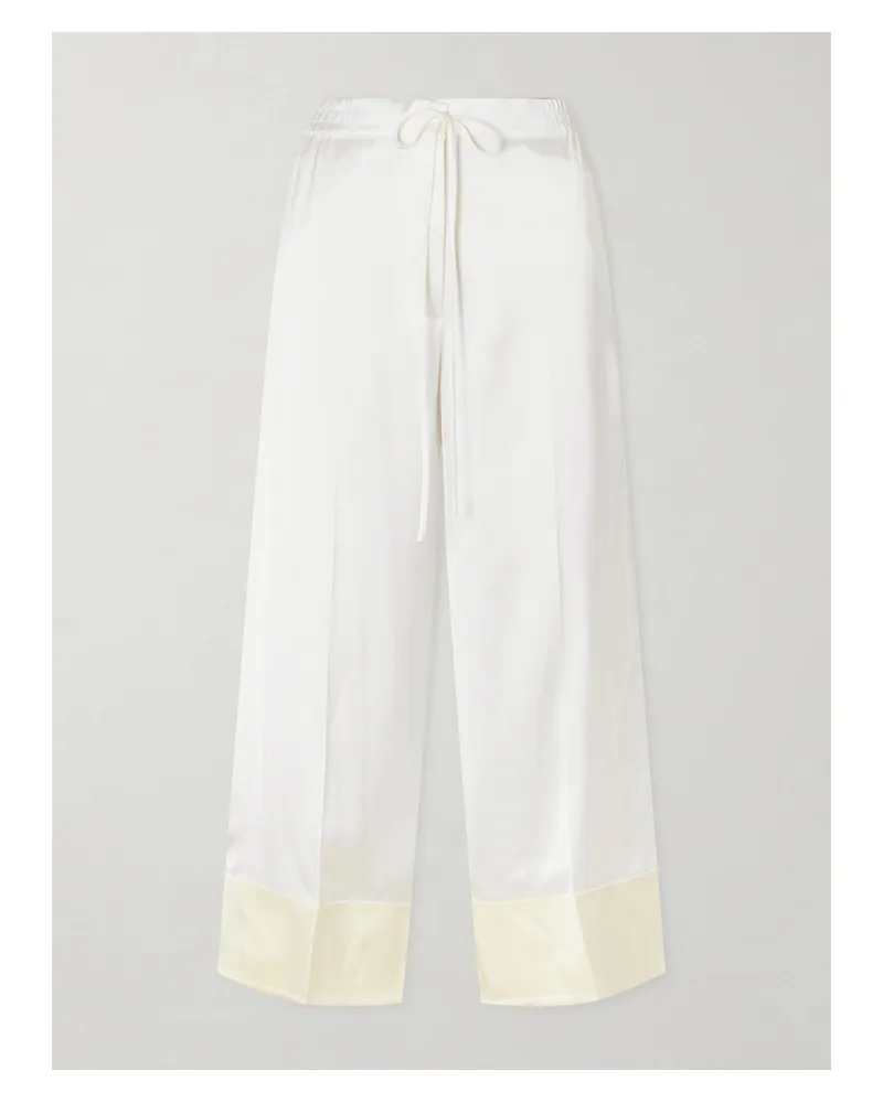 Totême Drawstring Wide-leg Satin Pants - White White