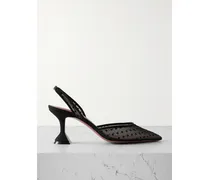 Holli Slingback-pumps Aus Mesh Mit Polka-dot-flockprint Und Lederbesätzen - Schwarz