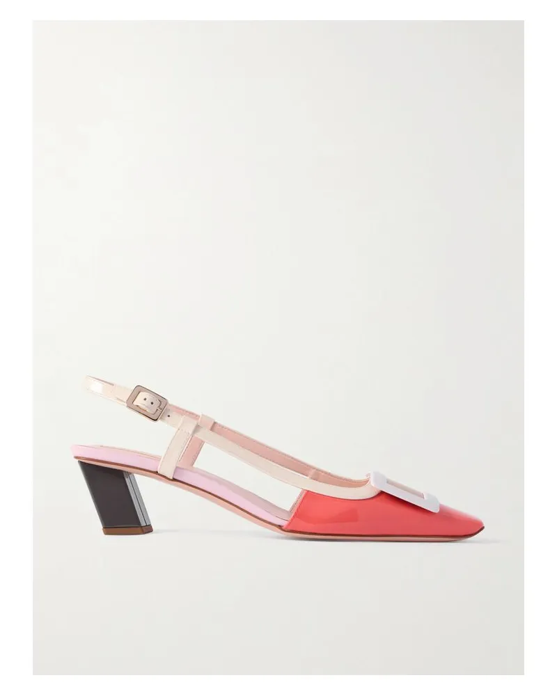 Roger Vivier Belle Vivier 45 Slingback-pumps Aus Lackleder In Colour-block-optik - Rot Rot