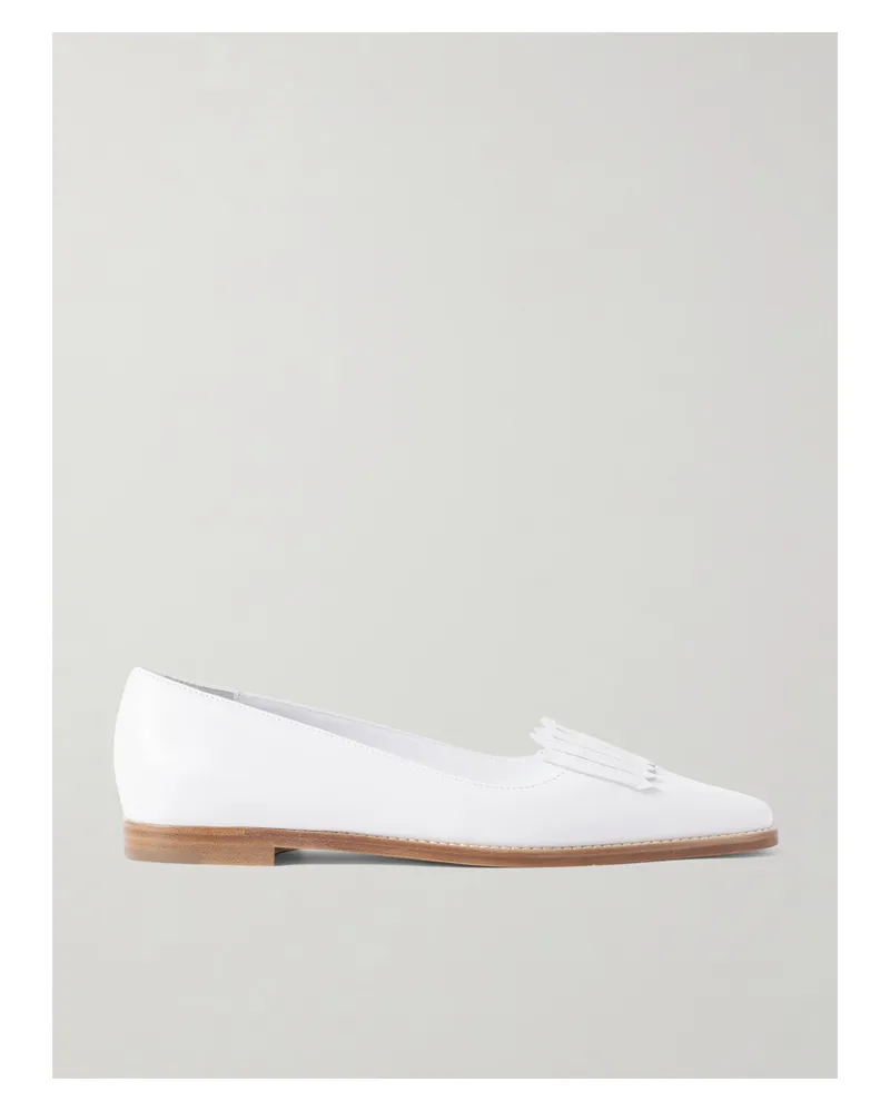 Manolo Blahnik Pausaniasflat Loafers Aus Leder Mit Verzierung - Weiß Weiß