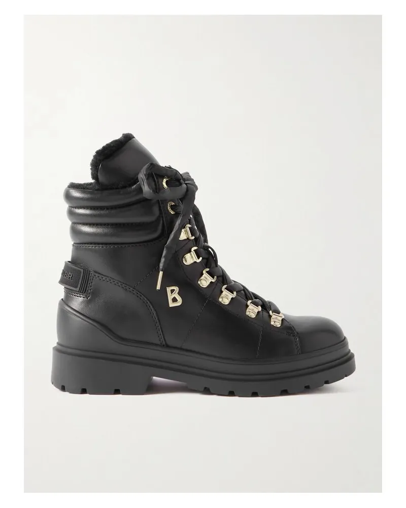 Bogner St. Moritz 14 Schnürstiefel Aus Leder Mit Shearling-futter - Schwarz Schwarz