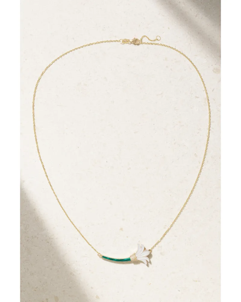 L’Atelier Nawbar Kette Aus 18 Karat Gold Mit Malachit, Perlmutt Und Diamanten Gold