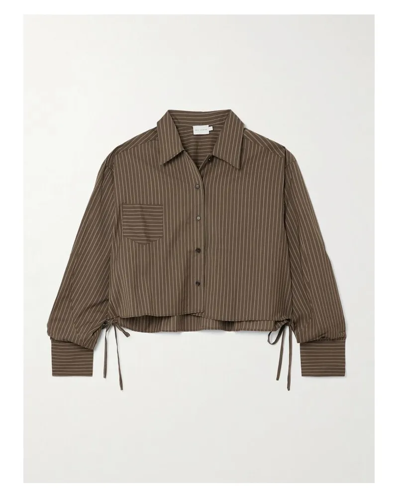 Deiji Studios Verkürztes Hemd Aus Wolle Mit Nadelstreifen Zum Binden - Braun Braun