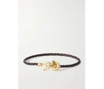 Knot Armband Aus Intrecciato-leder Mit Vergoldetem Detail - Braun