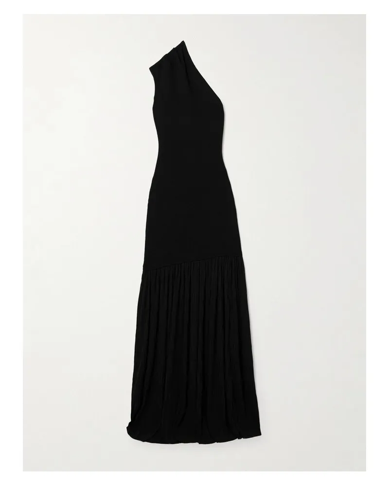 Proenza Schouler Cora Asymmetrisches Maxikleid Aus Stretch-strick Und Krepon Mit Falten - Schwarz Schwarz
