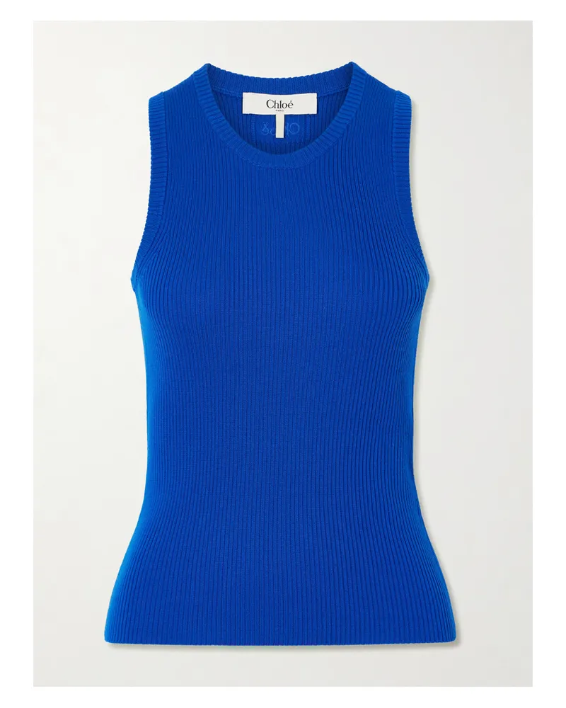 Chloé Tanktop Aus Gerippter Wolle - Blau Blau