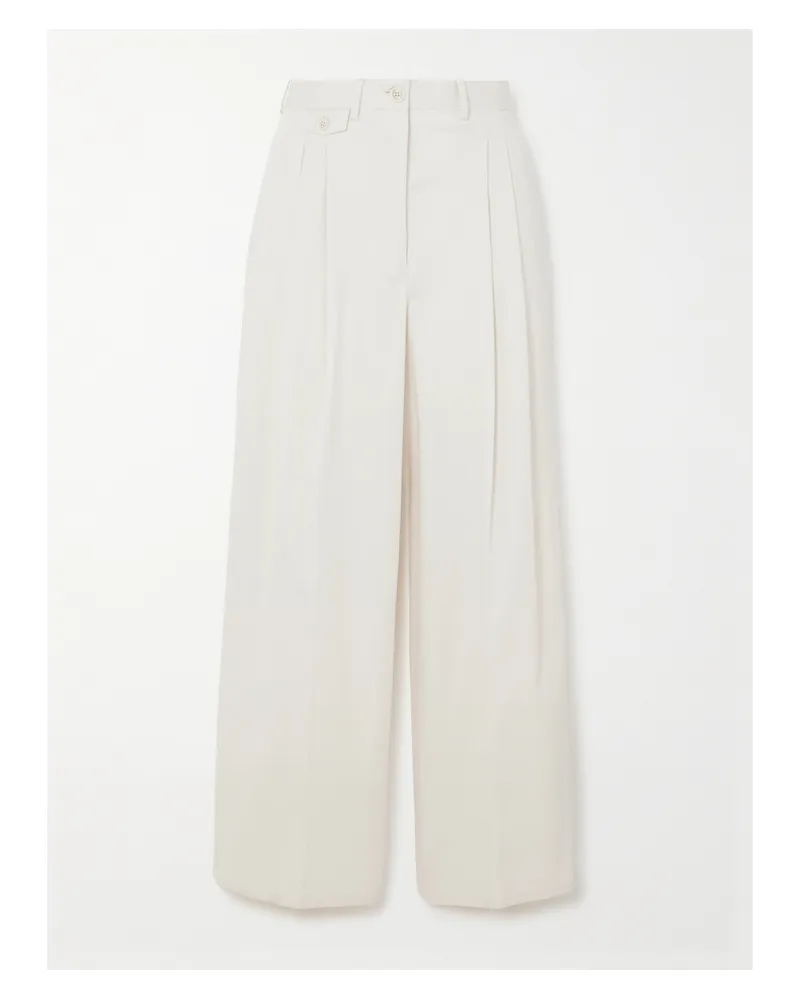 PURDEY Hose Mit Weitem Bein Aus Twill Aus Einer Baumwollmischung Mit Falten - Elfenbein Elfenbein