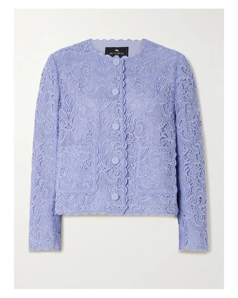 Etro Jacke Aus Schnurgebundener Spitze Mit Wellenkanten - Blau Blau