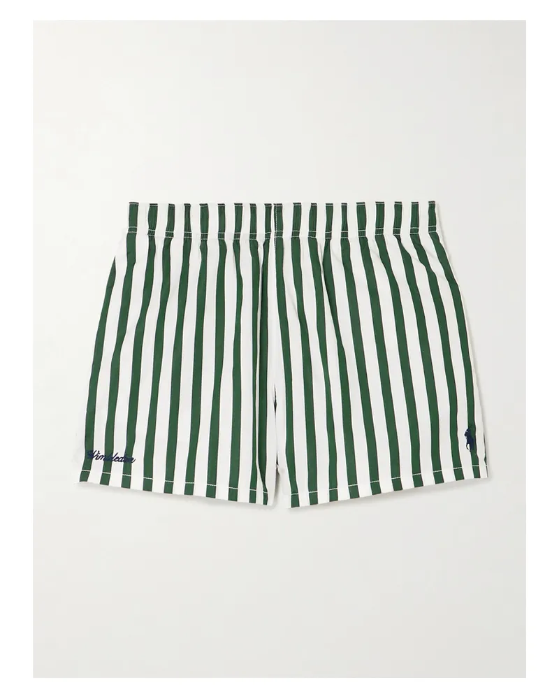 Ralph Lauren Wimbledon Shorts Aus Gestreifter Baumwollpopeline Mit Stickereien - Grün Grün
