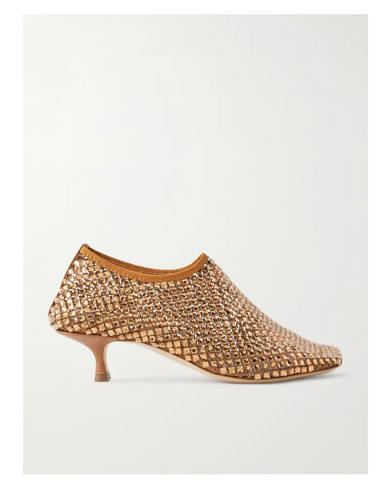 Christopher Esber Minette 85 Pumps Aus Mesh Mit Lederbesätzen Und Kristallen - Braun Braun