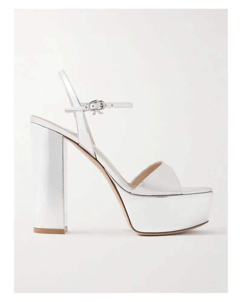 Gianvito Rossi Marlena 85 Plateausandalen Aus Leder Mit Spiegeleffekt - Silber Silber