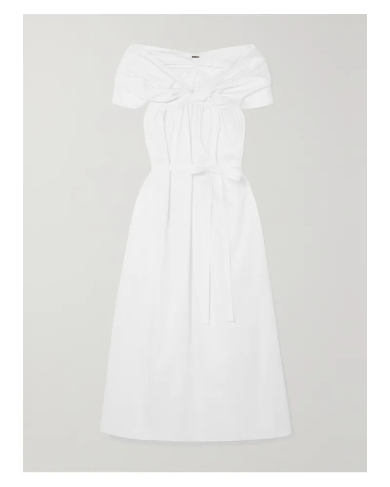 Adam Lippes Schulterfreies Midikleid Aus Baumwollpopeline Mit Raffungen - Weiß Weiß
