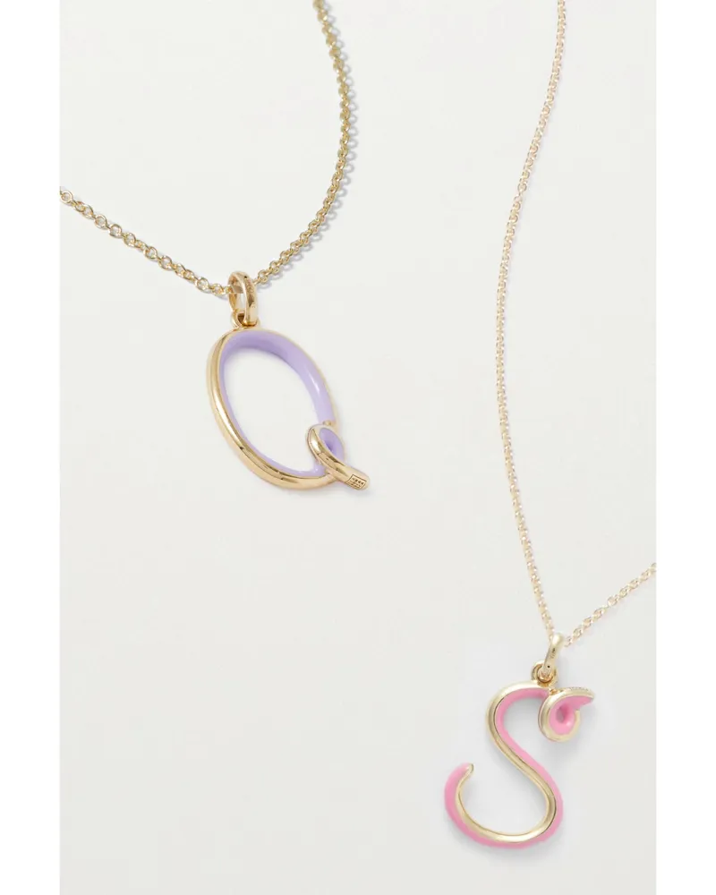 Bea Bongiasca Letter A-z Kette Aus 9 Karat Gold Mit Emaille Gold