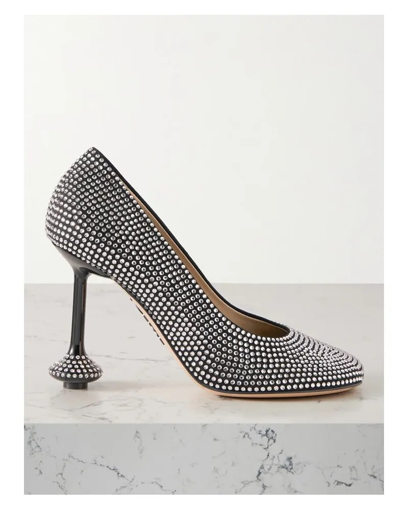 Loewe Toy Pumps Aus Veloursleder Mit Kristallen - Schwarz Schwarz