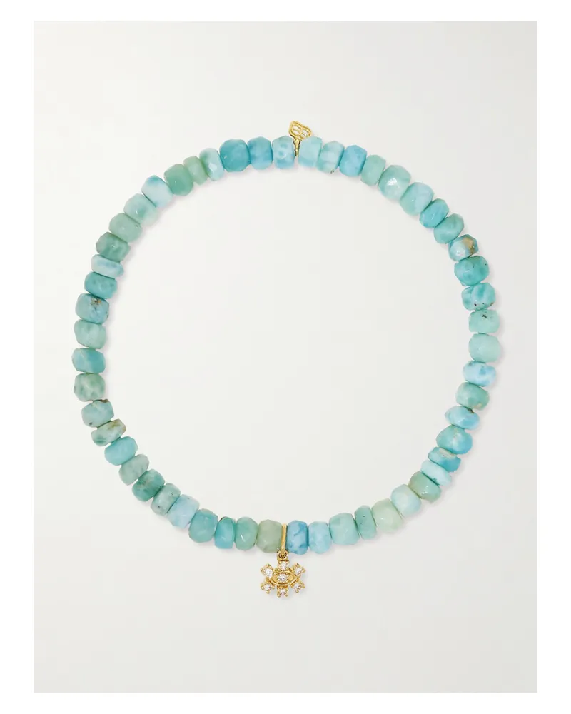 Sydney Evan Small Eye Armband Mit Larimaren, Diamanten Und Details Aus 14 Karat Gold Gold