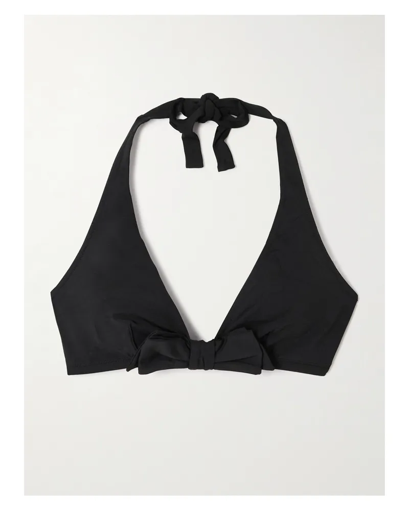 Eres Style Bow-detailed Triangle Halterneck Bikini Top - Black Black