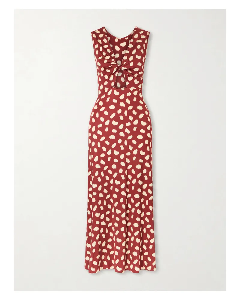 Johanna Ortiz Horizonte Mistico Cutout Printed Jersey Midi Dress - Red Red