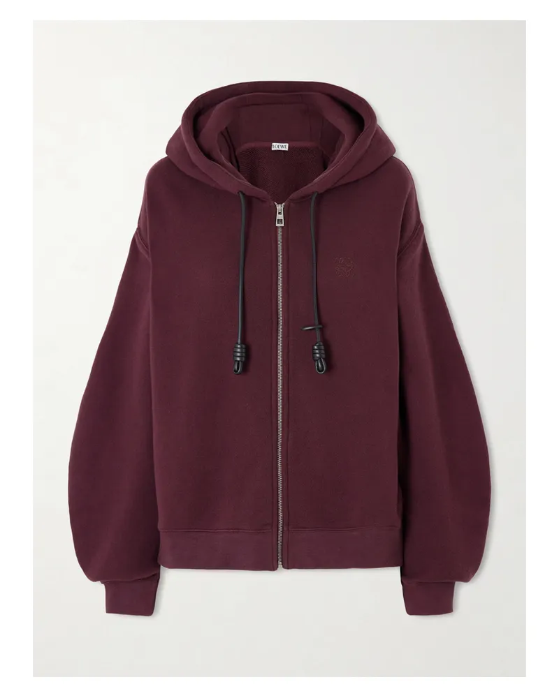 Loewe Flamenco Hoodie Aus Jersey Aus Einer Baumwollmischung Mit Lederbesatz - Burgunder Burgunder
