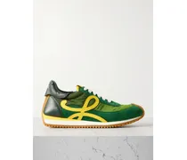 Flow Runner 2.0 Sneakers Aus Shell Und Veloursleder Mit Lederbesätzen - Grün