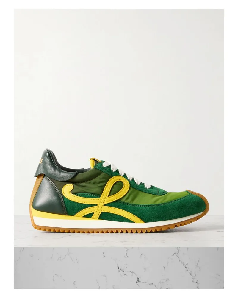 Loewe Flow Runner 2.0 Sneakers Aus Shell Und Veloursleder Mit Lederbesätzen - Grün Grün