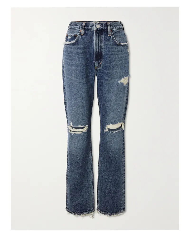 AGOLDE Net Sustain Mason Hoch Sitzende Jeans Mit Geradem Bein Aus Bio-denim In Distressed-optik - Blau Blau
